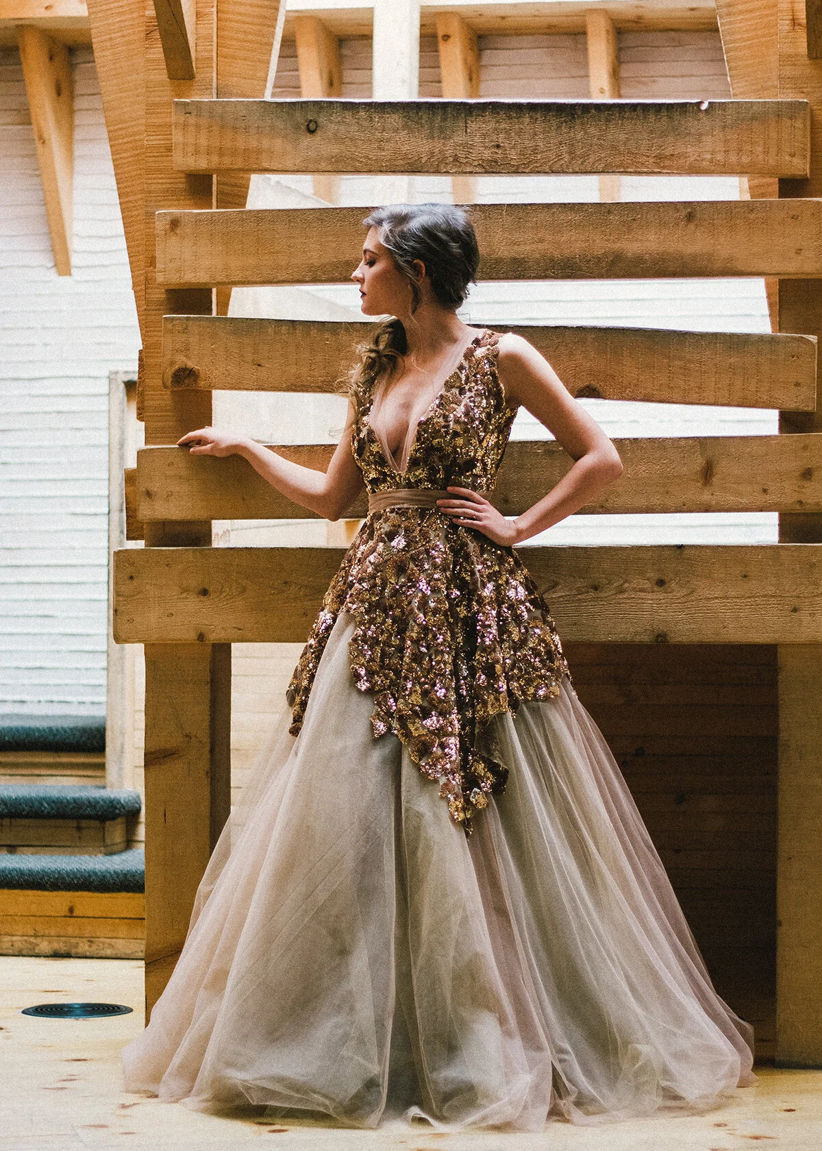 Copper sequin bridesmaid dress hot sale